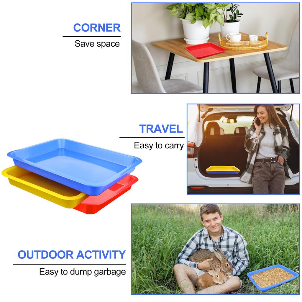 3 Pezzi Vaschetta Lettiera per Gatti 17.3X13.3X2.2 Pollici Lettiera Aperta per Gatti Vaschetta Lettiera per Gattini Per Gatti Coniglio Cavia Forniture per Piccoli Animali Domestici, 3 C