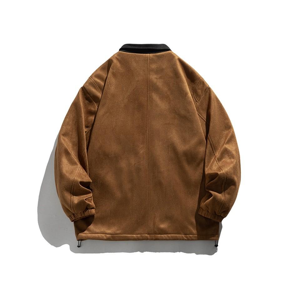 WANLEGETU Unisex Retro Suede Hunting Jacket J2625 - Spring/Autumn Workwear Style