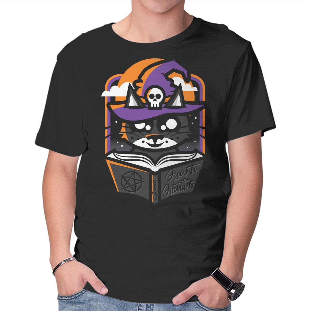 Unisex Crew Neck T-Shirt How To Curse Humans Graphic Short Sleeve Casual Tee XXXL