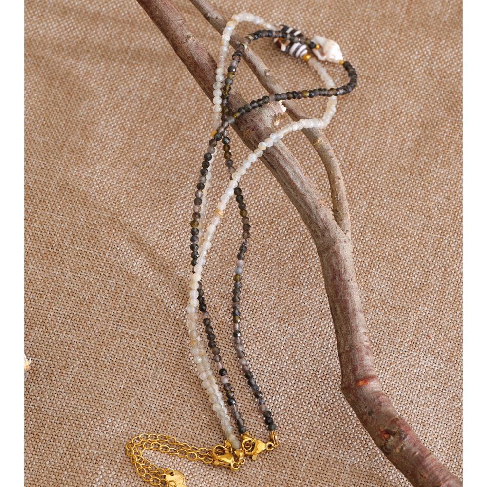 Yhpup Edelstahl Muschel Anhänger Halskette Handgefertigter Schmuck Weiß Grau Kristall Perlenkette Sommer Halsband Günstiger Schmuck