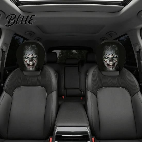 Removable Headrest Cover Ghost Face Car Covers Scary Seat Adjustable Protector Universal Stretchy Accessory for Most Cars