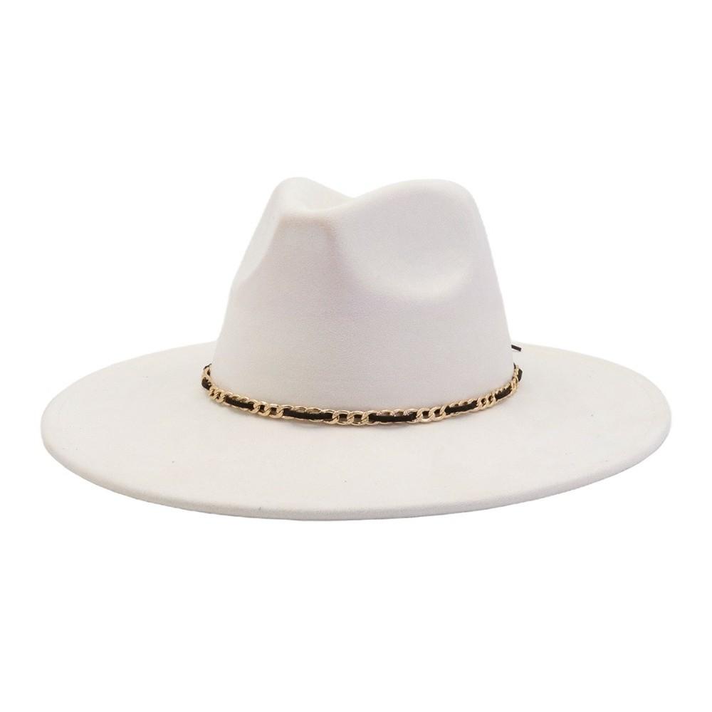 

Vintage Classic Wide Brim Jazz Cap with Belt Leatherette Western Cowboy Hats British Style Felt Hat Dress Dance Party белый