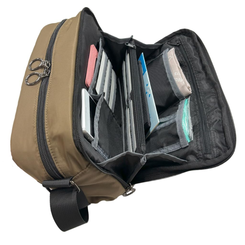 AOT Abyss of Time Multifunctional Shoulder Bag with Crossbody Strap and Pockets, Ideal for Hospital Visits, Brown, 2507-3451