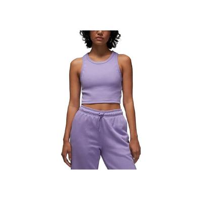 Einfarbiges Logo-Emblem Kurz Rundhals Weste Damen Tops Dunkelviolett DX4701-500