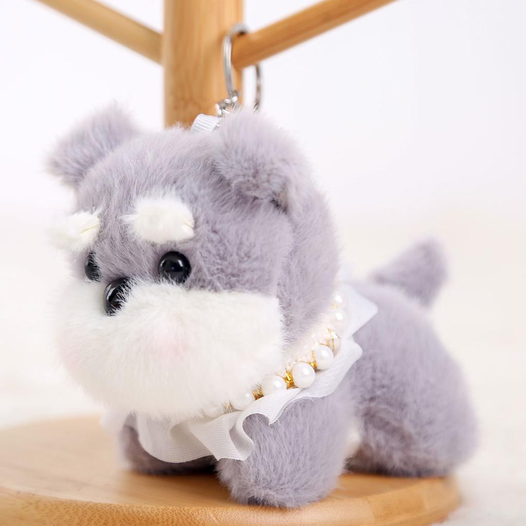 Plush Dog Keychain With Pearl Chain For Girls Gift And Bag Decoration