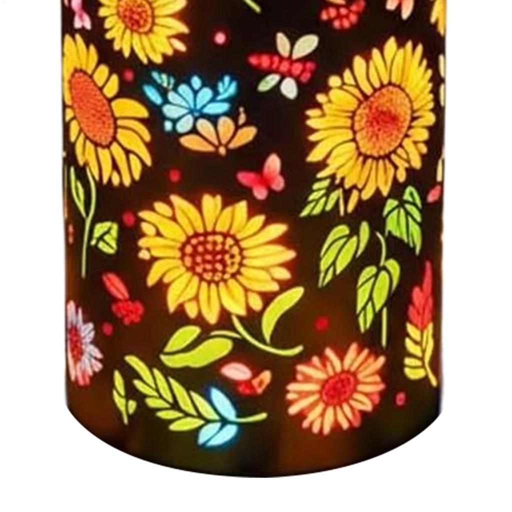 Garden Lantern Solar Iron Art Hanging Light Colorful Sunflower Glowing Solar Garden Solar Lights Outdoor Metal Hollow Light