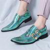 Mode Neue Mode Herren Charme Grün Gold Spitzspiegel Schlangenleder Schuhe Männlich Kleid Hochzeit Abschlussball Heimkehr Slipper Schuhe