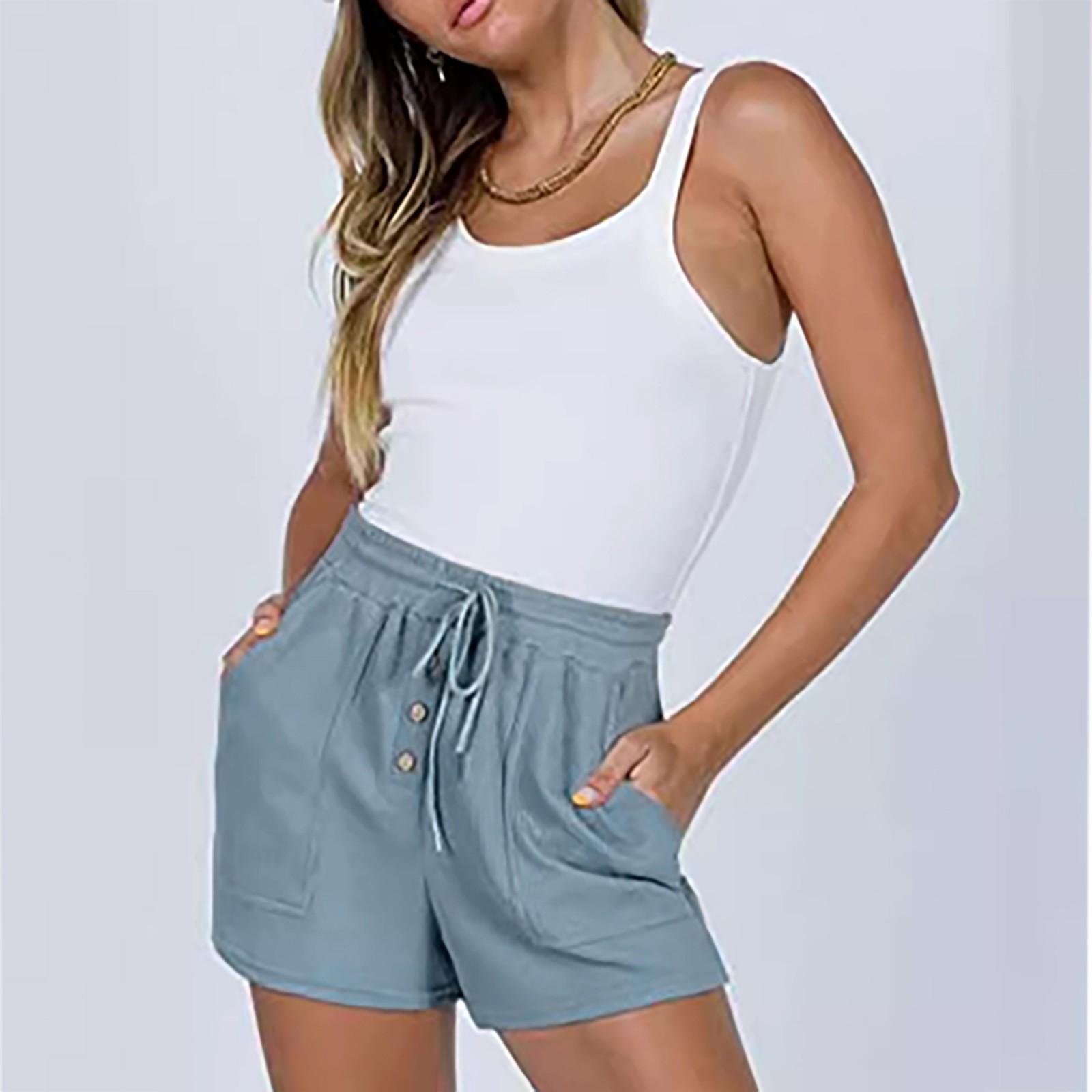 

Новые летние женские модные повседневные шорты и брюки на шнуровке XL синий