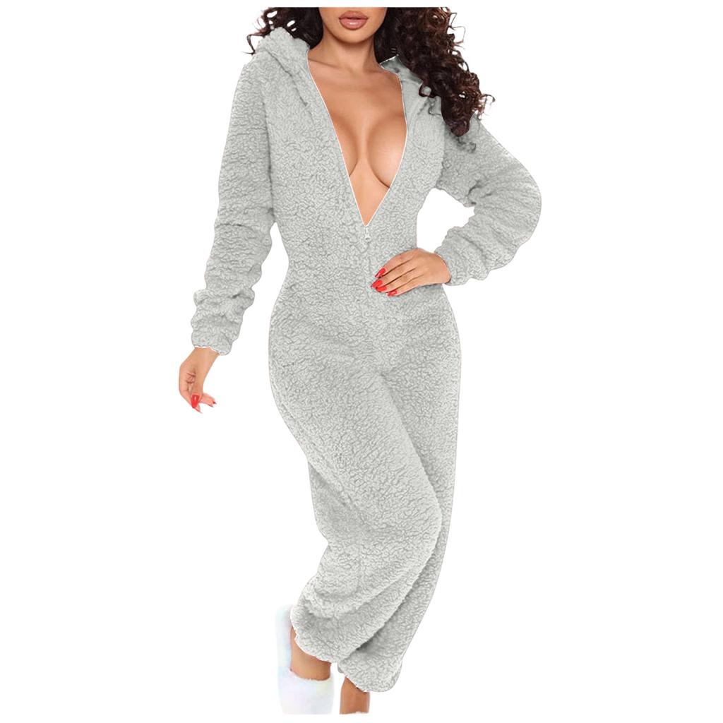 Women's Hooded Long Sleeve Pajama with Button Closure