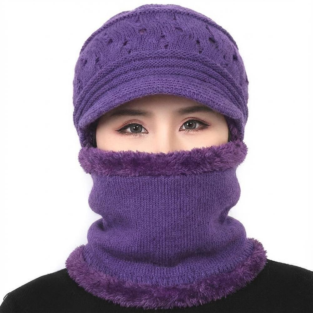 Winter Knitted Hat Warm Slouchy Beanie Hat Fashion Neck Gaiters  For Women