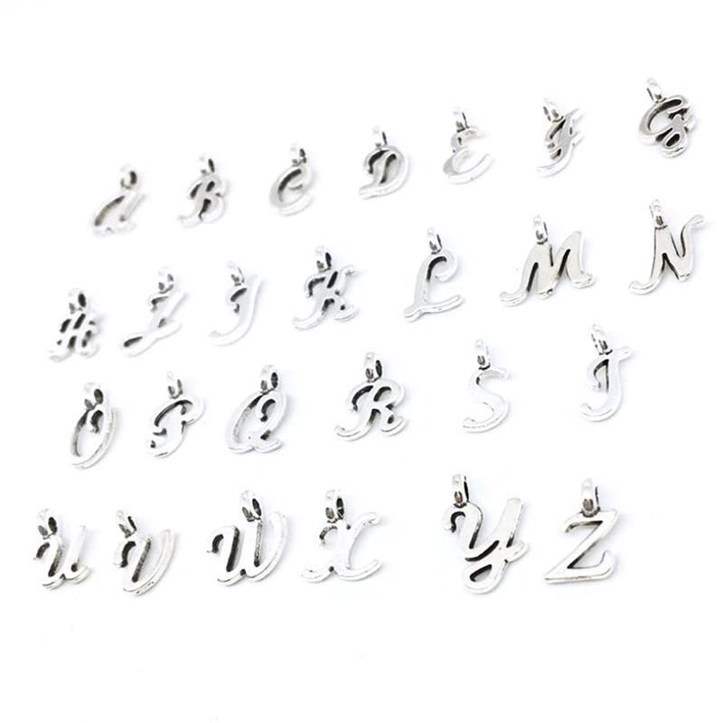 26Pcs 26 English Alphabet Letters Charms Pendants Diy Handmade Jewelry Craft