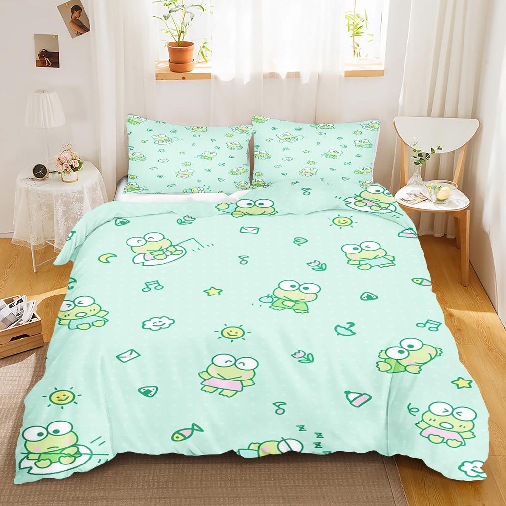 Keroppi Cartoon Quilt Cover Cute Big Eyed Frog Printed Soft Bedding Custom Made Home Baby Bedroom Comforter Children Gift
