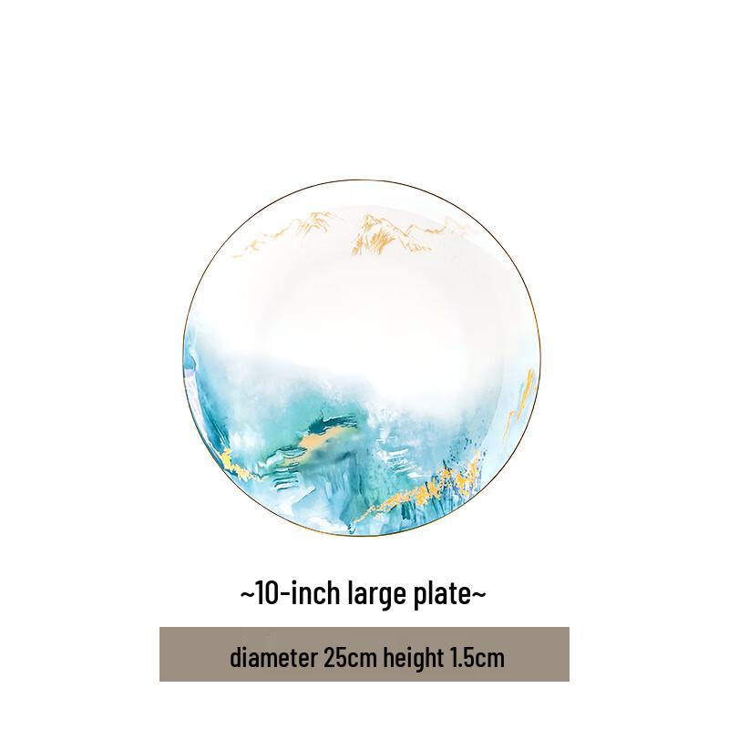 Jinxiu Shanhe Ceramic Serving Plate 10-inch Large Plate