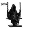Talos 3D Printed Sitting Reaper Statue, Faceless Man In Black Robe On Swing Figurine, Gothic Cloak Sculpture Ornament, Dark Style Figurine Decoration
