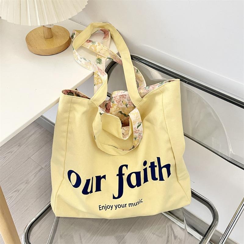 31 Spring and Summer New Printed Floral Double-sided Canvas Bag Large-capacity Commuter Bag Shoulder Handbag