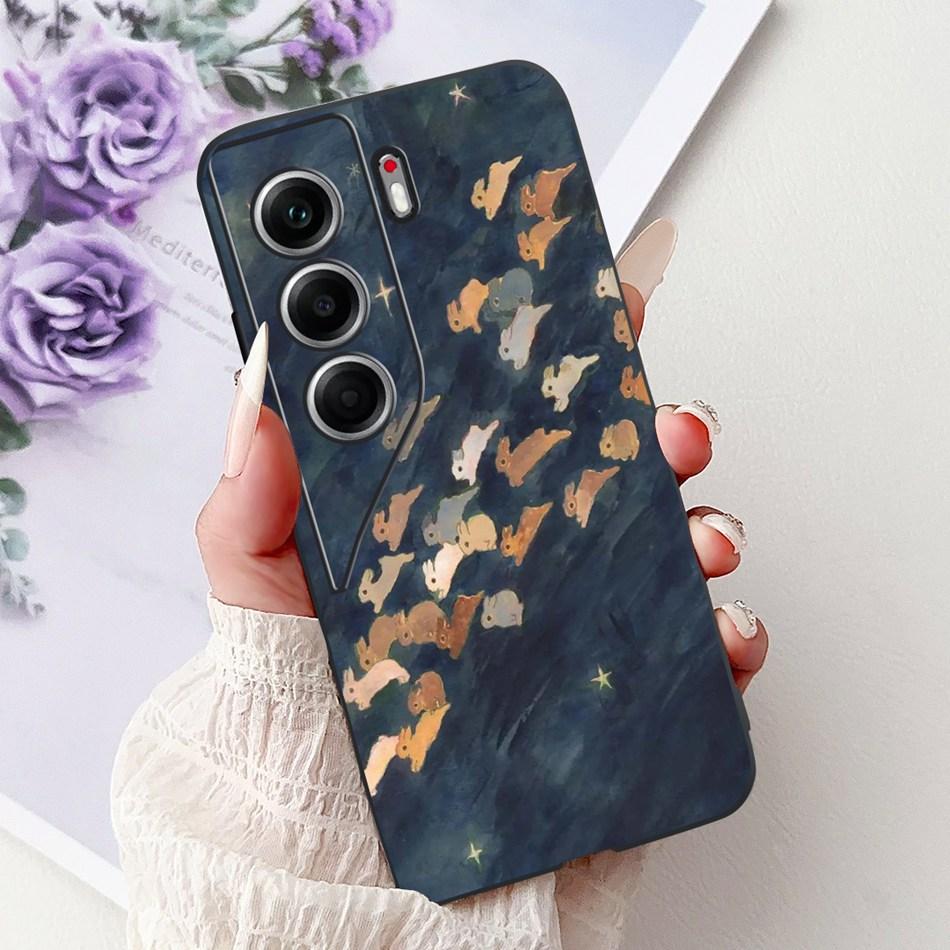 For Tecno Camon 40 Pro 4G Camon40 Elegant Floral Cat Phone Case For Camon 40 40Pro 4G CM6 CM5 Black Silicone Soft Cases Bumpers