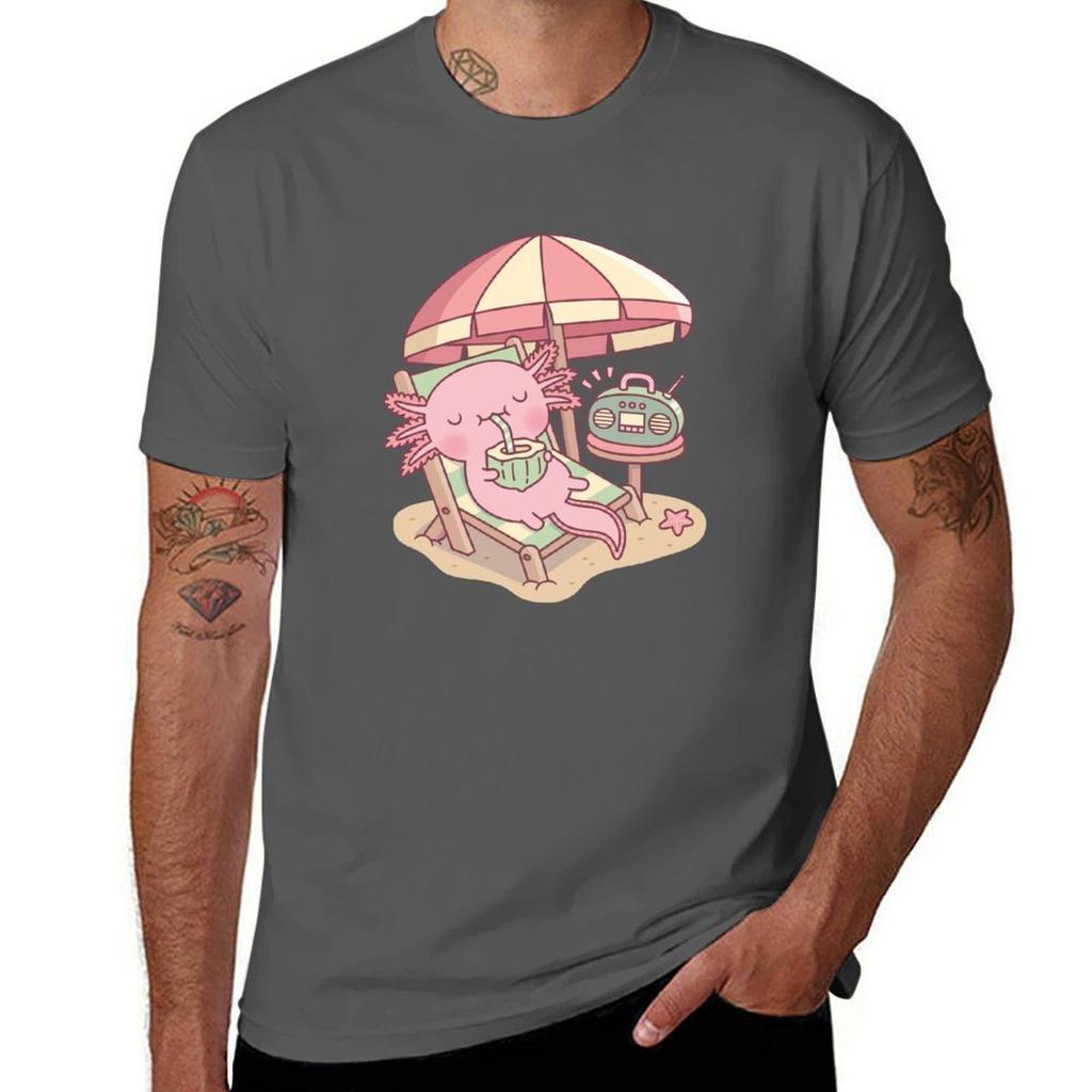 Cute Axolotl Chilling At The Beach Tshirt Big And Tall Short Sleeve Tee