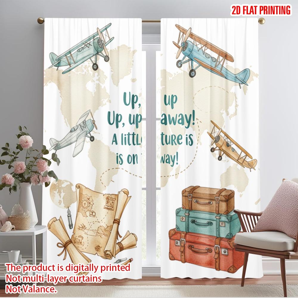 

2pcs 2D flat printing Window Curtains Up Up Away Adventure Awaits Fabric Without Electricity Festive Curtains Perfect for Yard & 52.50×116.00 CM 2pcs