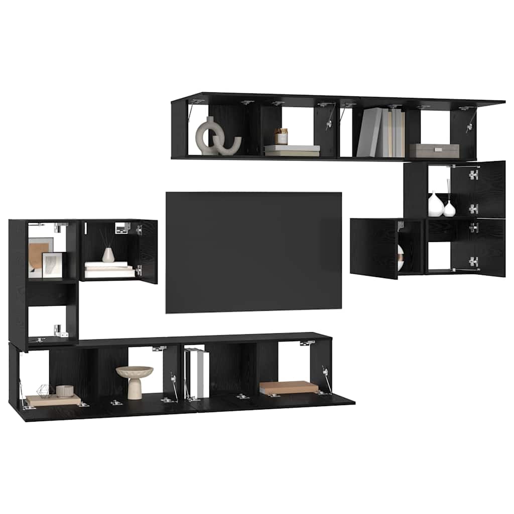TV Units 4 pcs Black Oak Effect Particleboard