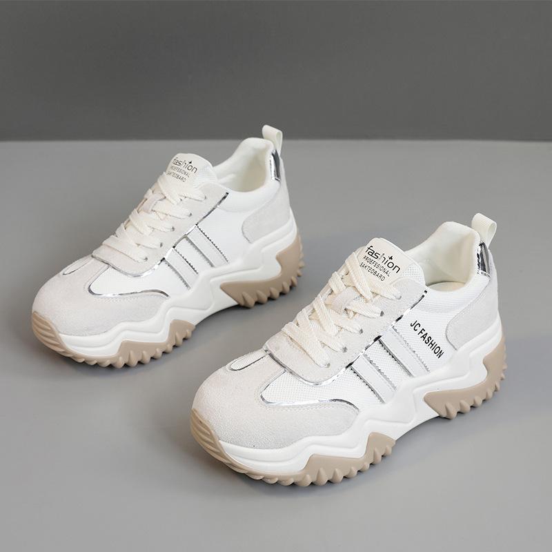 JC Summer New Casual Soft-soled Breathable Inner Heightening Thick-soled Lace-up Shoes