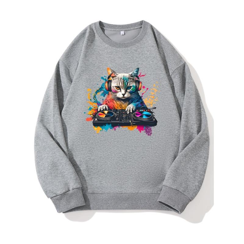 

DJ Cat Fashionable Printed Top, Autumn and Winter Casual Sportswear, Cotton Sweatshirt XXL слоновая кость