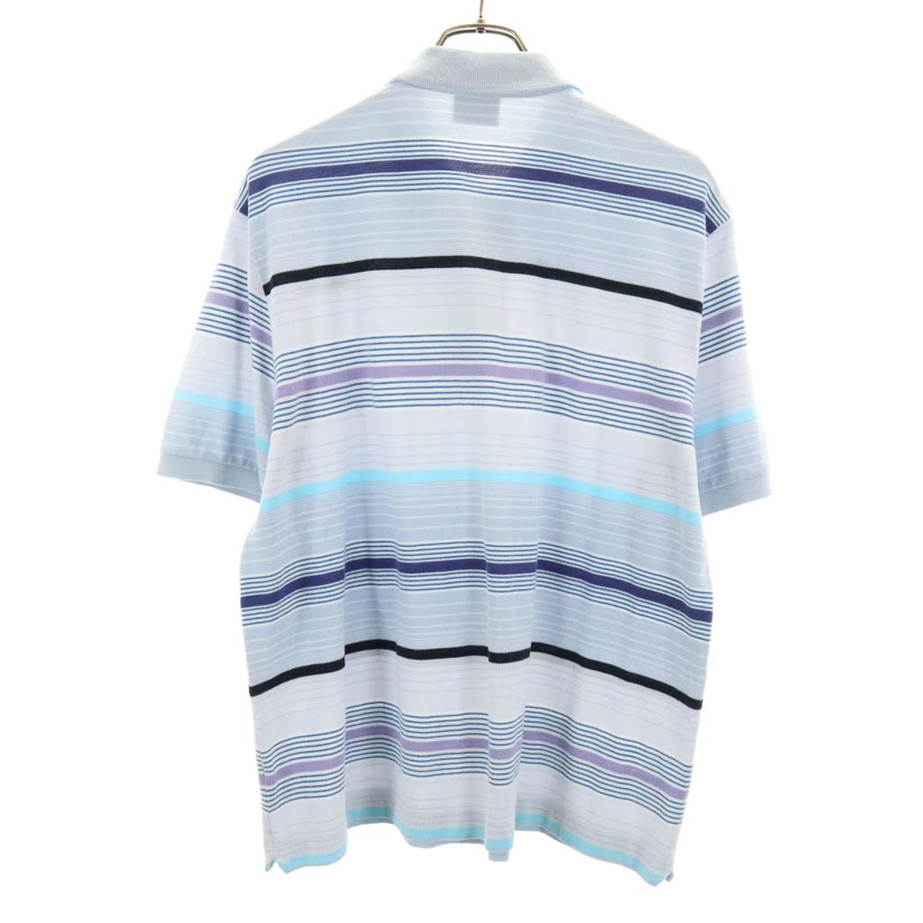 Lacoste Hergestellt in Japan Streifenmuster Kurzarm Poloshirt 5 Blau Herren Gebraucht