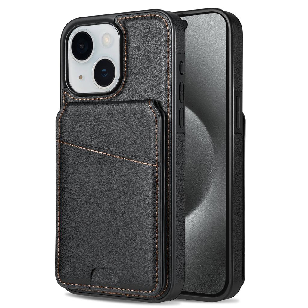 For iPhone 15 Case Compatible with MagSafe Detachable Card Holder Kickstand Leather Phone Back Cover