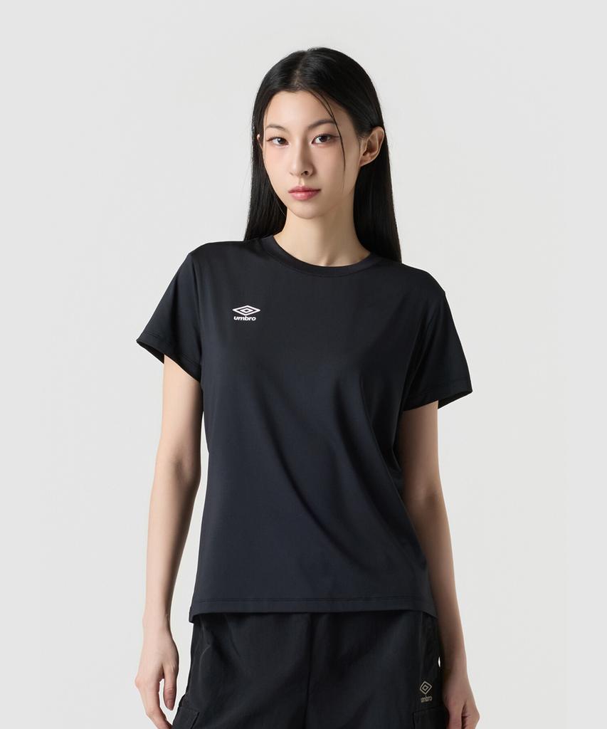 UMBRO Poly Spandex Women'S Small Logo Short Sleeve T-Shirt Black Ur122Srs12