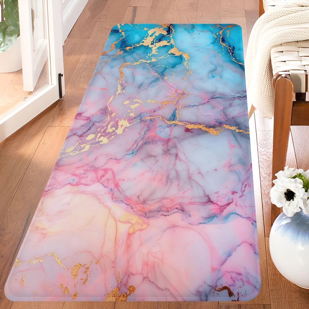 Kolor Niebieski Złoty Biały Marmur Obszar Przedpokój Dywan Antypoślizgowa Mata do Pralni Wystrój Pralni Balkon Dziecko Pokój Dzienny Dywanik do Toalety