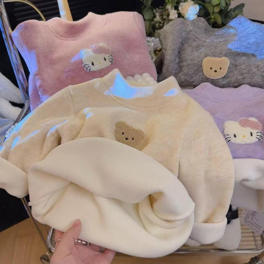 Cozy Koala Fleece Wool-Silk Base Layer Top for Babies - Warm & Versatile Autumn/Winter Wear