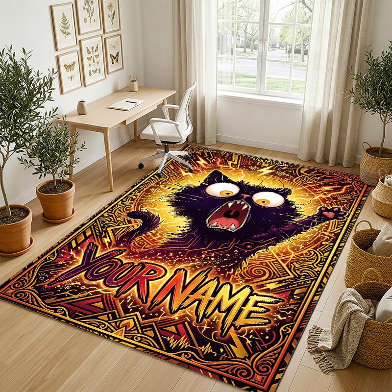 Eagle Skull Theme Soft Crystal Velvet Rug Custom Name & Text Print Non Slip Floor Rug for Bedroom Living Room
