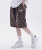 AMBLER Heart Bear Leopard Pants Bermuda Single-Pleat Sweat Shorts Asp801 (Brown)