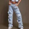 Højtaljede Løse Casual Denim Jeans til Kvinder Daglige Street Bukser