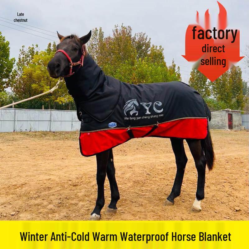Warm Windproof Waterproof Thickened Winter Horse Rug with Large Neck Protection