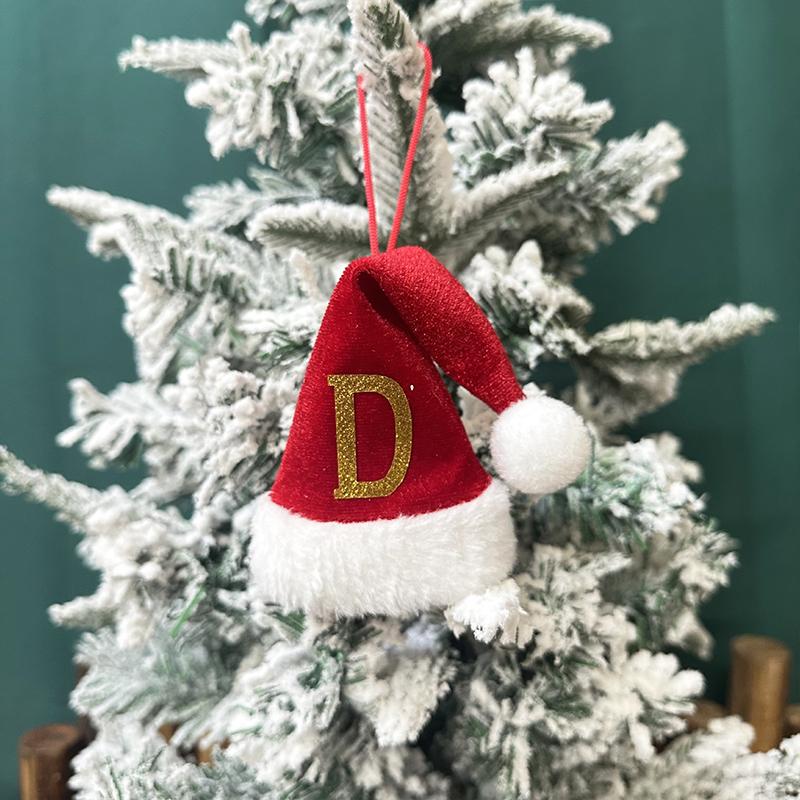 Mini Letter Christmas Hat Christmas Tree Pendant Decorations Hanging Ornament Cute Plush Velet Santa's Hat Christmas Home Decor