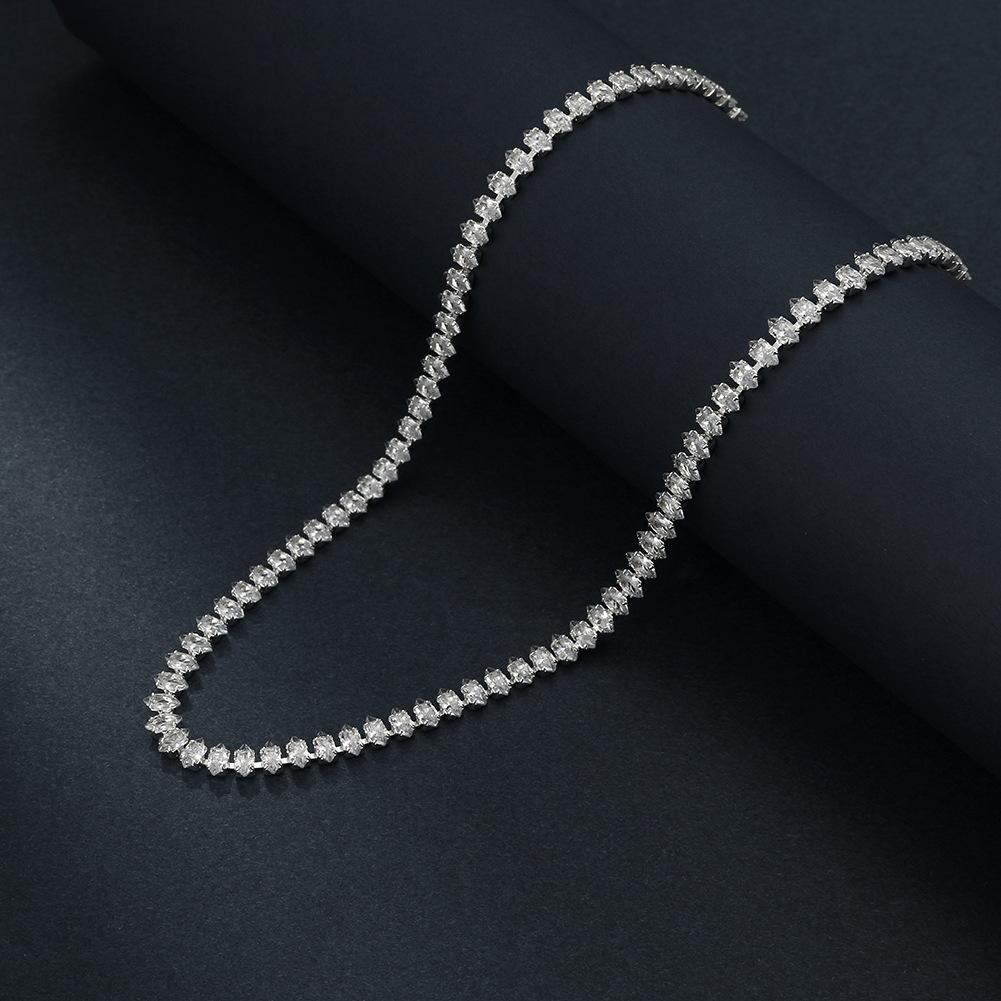 Full Diamond Multi-Layer Neck Chain Simple Long Fringed Necklace Earrings Collarbone Chain