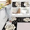 1Pcs Anti Fatigue Kitchen Rugs, Minimalist Camellia Print Waterproof Non-Slip Thick Cushioned Kitchen Mat Heavy Duty Comfort Standing Mat for Kitchen