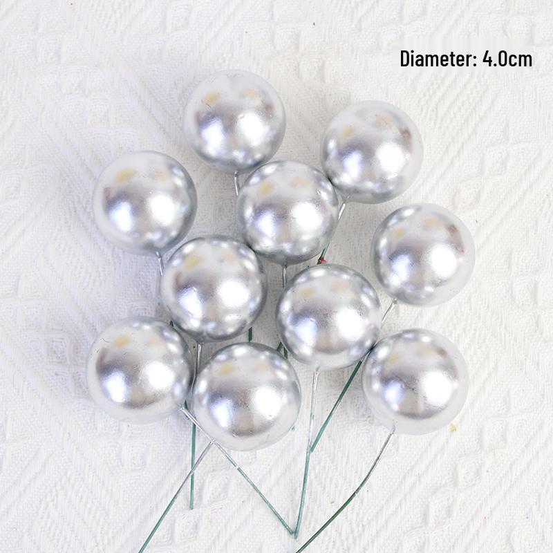 Gold and Silver Cake Decoration Balls Set - 10-Piece Birthday Topper Accessories