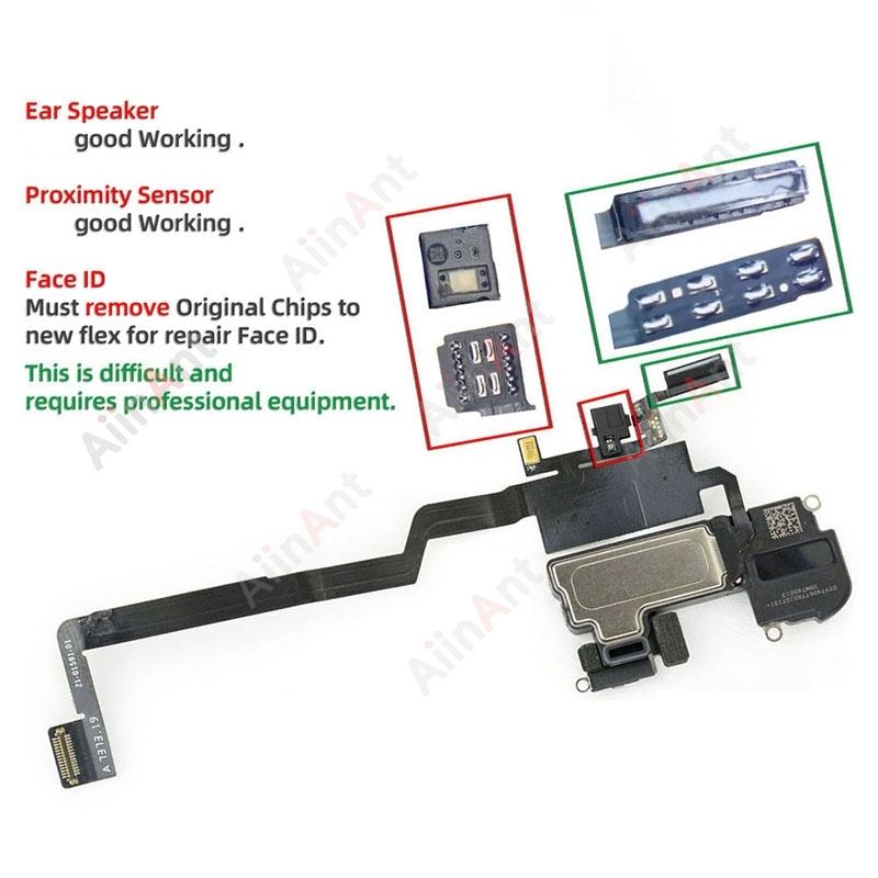AiinAnt Phone Top Proximity Sensor Ear Earpiece Speaker Flex Cable For iPhone 11 Pro X Xr Xs Max 7 8 Plus with Sticker 100% OEM