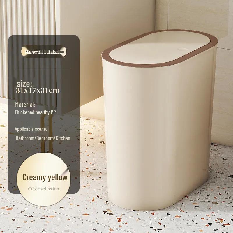 High-Value Stylish Gap-Fit Trash Can with Lid - Large Capacity for Bedroom & Bathroom