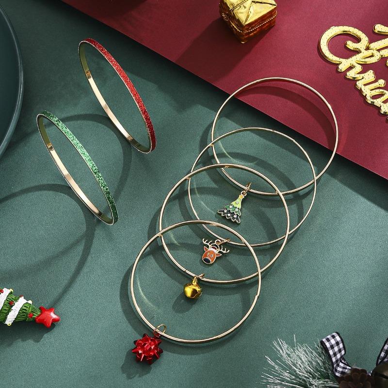 Christmas Ornaments Elk Christmas Tree Alloy Bracelet Bracelet Women's Christmas Bells Bracelet Set