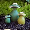 Whimsical Frog Garden Statue Cute Big Mouth Frog Figurine with Goofy Expression for Patio Lawn Yard Balcony Porch Outdoor Indoor Decor