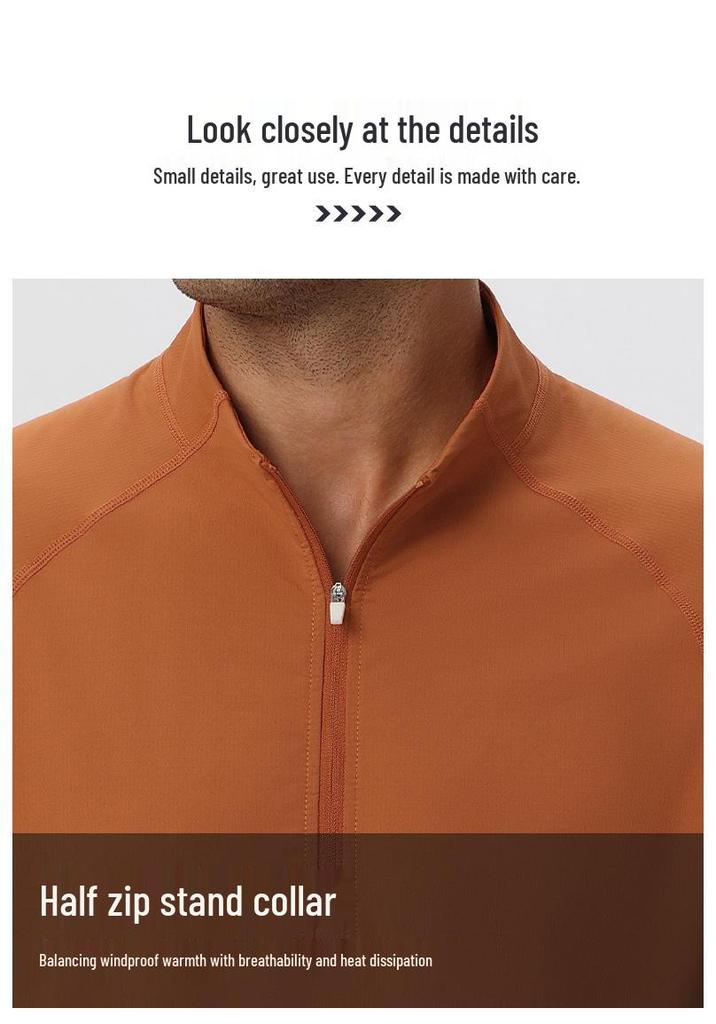 Men's Lightweight Half-Zip Long Sleeve Fitness and Running Top for Autumn & Winter