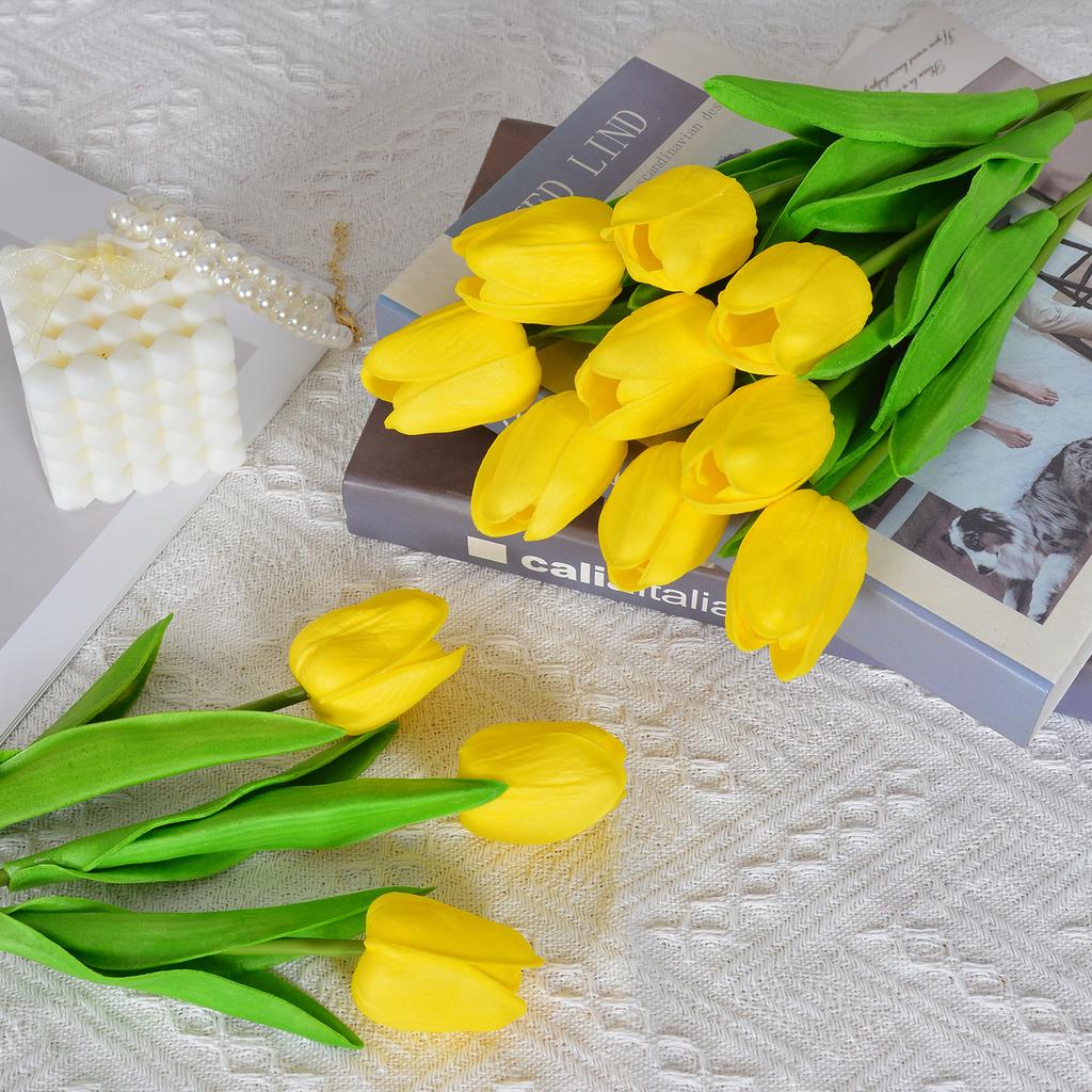 30 Stück Künstliche Tulpen 34cm Real Touch PU Kunstblumen Tulpenstiele für Hochzeit Frühlingsstrauß Blumengesteck Zuhause Büro Party Dekoration