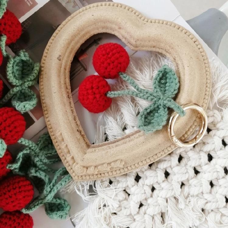 Cute Cherry Decors Keychains Decoration Charming Cherry Design Hanging Pendant Handmade Ornament for Car Mirror and Keys