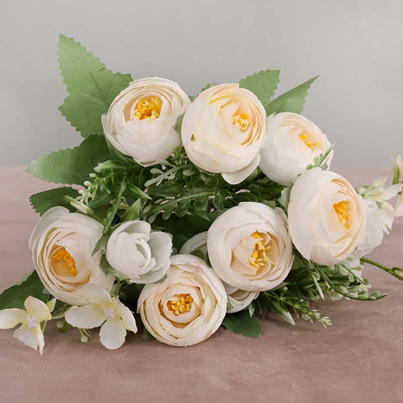 10 Heads Artificial Flowers Fake Silk Tea Roses Fake Flowers Bride Bouquet Home Party Wedding Decor 30Cm Flowers Arrangement