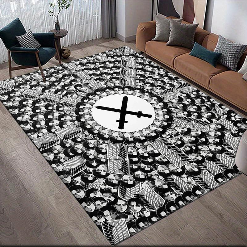 Levi Ackerman Home Sofa Decoration for Living Room & Bedroom, Non‑Slip Play Flannel Floor Mat for Game Room