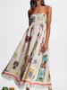 2026 Sexy European-American Style Graffiti Print Spaghetti Strap Wide Hem Dress