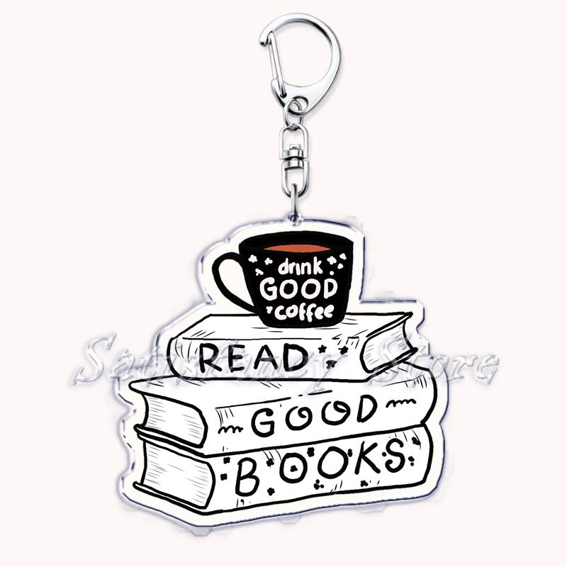 Pastel I Heart Flowery Books Keychains Ring for Accessories Bag Pendant Key Chain Keyring Jewelry Fans Lovers Gifts