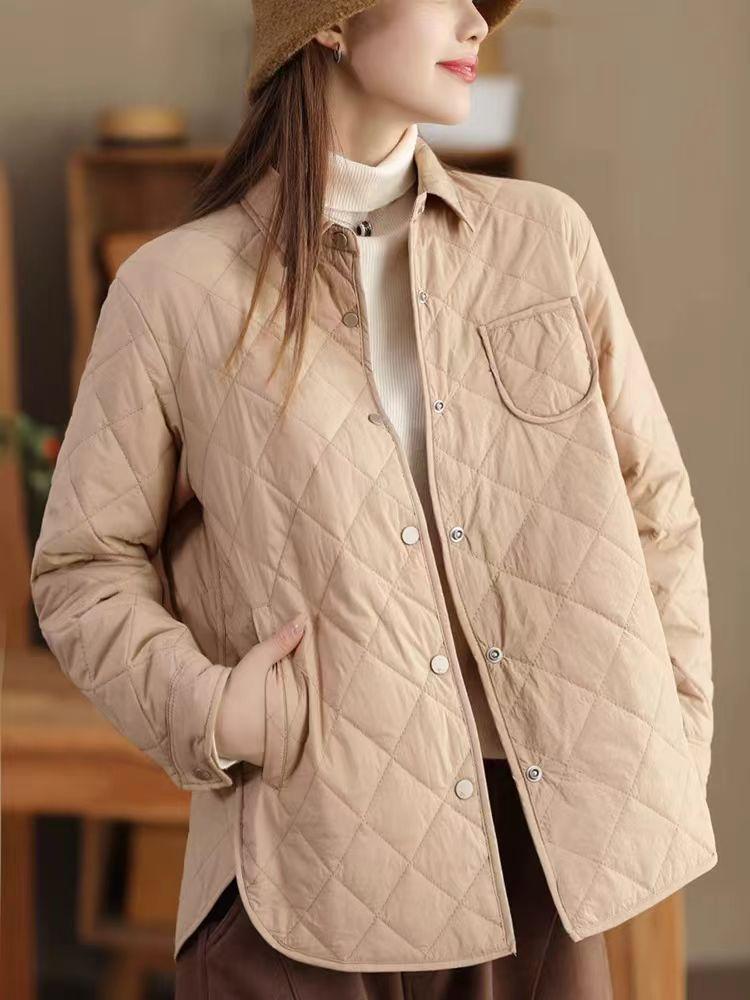 Johnature Cappotto monopetto a maniche lunghe con colletto rovesciato, tinta unita, da donna, autunno, autunno